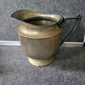 Vintage Hammered Metal Water Pitcher